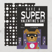 Cartes Pour Fêtes Annuelles Chien Super-héros Saint-Valentin de la classe (Devant / Derrière)