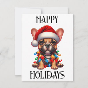 Cartes Pour Fêtes Annuelles Chien-taureau français de Noël mignon
