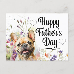 Cartes Pour Fêtes Annuelles Chien-taureaux français avec fleurs pour la Fête d