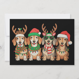 Cartes Pour Fêtes Annuelles Chien teckel de Noël Lumières de Xmas Chapeau de P