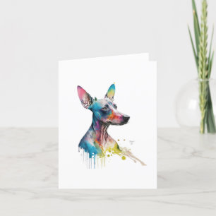 Cartes Pour Fêtes Annuelles Chien Terrier sans cheveux américain en aquarelle 