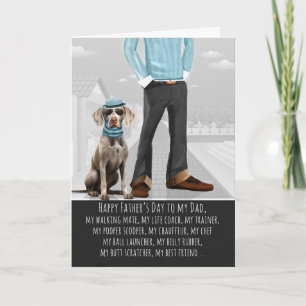 Cartes Pour Fêtes Annuelles Chien Weimaraner et Papa Drôle Fête des Pères