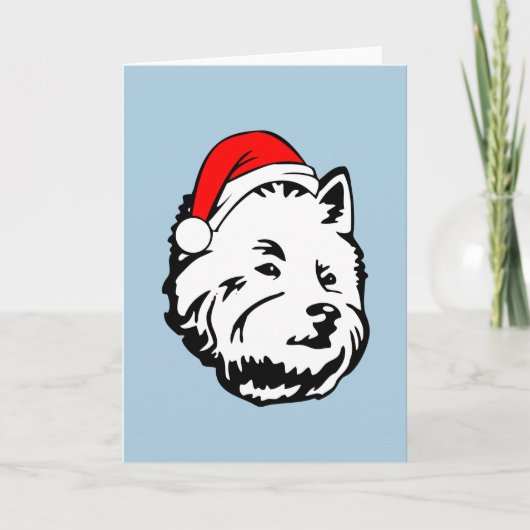 Cartes Pour Fêtes Annuelles Chien Westin Noël Santa Hat (Devant)