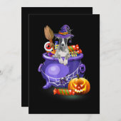 Cartes Pour Fêtes Annuelles Chien Whippet avec bonbon citrouille chapeau de so (Devant / Derrière)