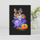 Cartes Pour Fêtes Annuelles Chien Whippet avec chapeau de sorcière bonbon citr (Debout devant)