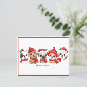 Cartes Pour Fêtes Annuelles Chiens à Santa Chapeaux Animaux Marionnettes Moder