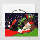 Cartes Pour Fêtes Annuelles Chiens amusants Noël (Devant / Derrière)