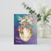 CARTES POUR FÊTES ANNUELLES CHIENS BLANCS AVEC OEUF DE PÂQUES, BOUTEILLE BLEUE (Debout devant)