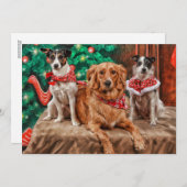 Cartes Pour Fêtes Annuelles Chiens célébrant Noël (Devant / Derrière)