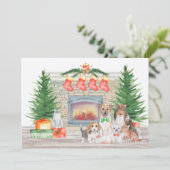 Cartes Pour Fêtes Annuelles Chiens Chats Chiens Chiens Chiens Chatons Cheminée (Debout devant)