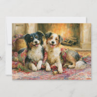 Chiens Cheminée Noël
