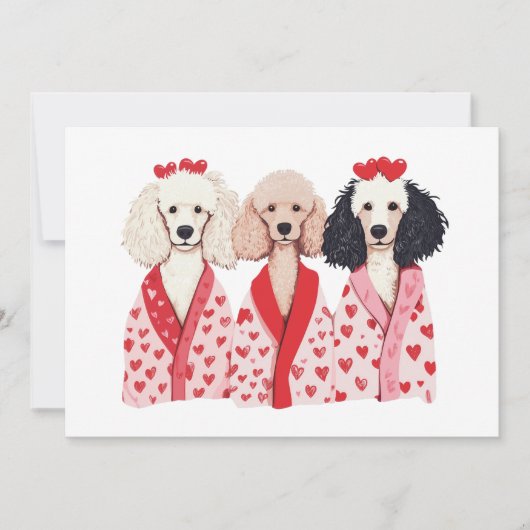 Cartes Pour Fêtes Annuelles Chiens de caniche de la Saint-Valentin (Devant)