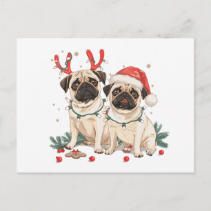 Cartes Pour Fêtes Annuelles Chiens de Carlin de Noël