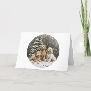 Cartes Pour Fêtes Annuelles Chiens de chiot de Noël Goldendoodle