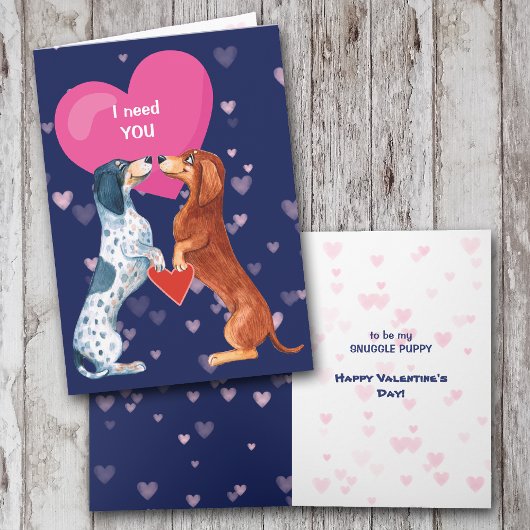 Cartes Pour Fêtes Annuelles Chiens de Cute Dachshund en Saint-Valentin