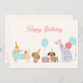 Cartes Pour Fêtes Annuelles Chiens de fête colorés (Devant / Derrière)