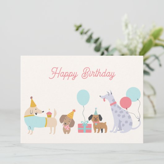 Cartes Pour Fêtes Annuelles Chiens de fête colorés (Debout devant)