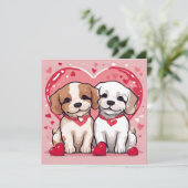 Cartes Pour Fêtes Annuelles Chiens de la Saint Valentin (Debout devant)