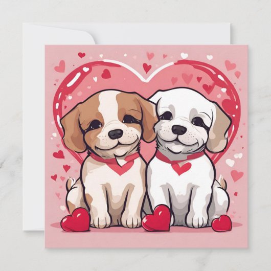 Cartes Pour Fêtes Annuelles Chiens de la Saint Valentin (Devant)