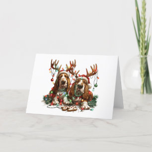 Cartes Pour Fêtes Annuelles Chiens de Noël Basset Hound