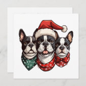 Cartes Pour Fêtes Annuelles Chiens de Noël Boston Terrier (Devant / Derrière)