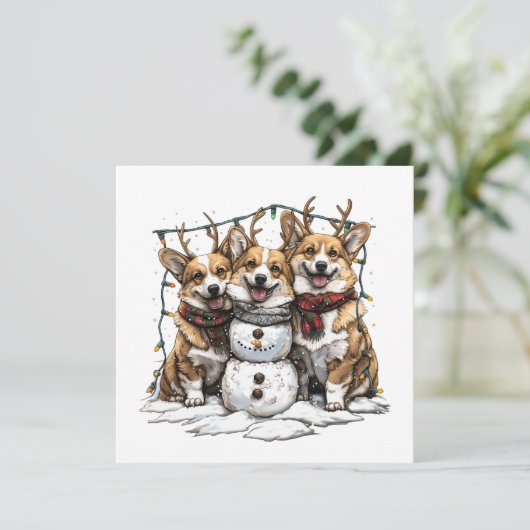 Cartes Pour Fêtes Annuelles Chiens de Noël Chiens de neige (Debout devant)