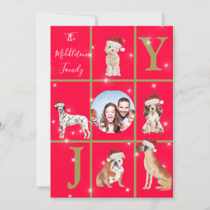 Cartes Pour Fêtes Annuelles Chiens de Noël Fun Photo Red Holiday Card
