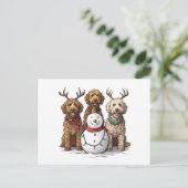 Cartes Pour Fêtes Annuelles Chiens de Noël Goldendoodle (Debout devant)
