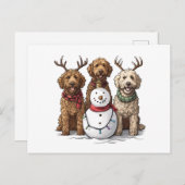 Cartes Pour Fêtes Annuelles Chiens de Noël Goldendoodle (Devant / Derrière)