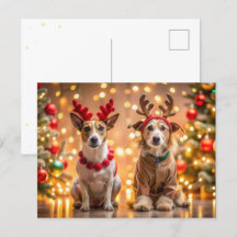 Chiens de Noël habillés en rennes