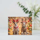 Cartes Pour Fêtes Annuelles Chiens de Noël habillés en rennes (Debout devant)