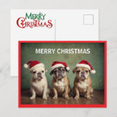 Cartes Pour Fêtes Annuelles Chiens de Noël joyeux (Devant / Derrière)