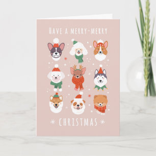 Cartes Pour Fêtes Annuelles Chiens de Noël Merry-Merry