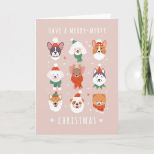 Cartes Pour Fêtes Annuelles Chiens de Noël Merry-Merry