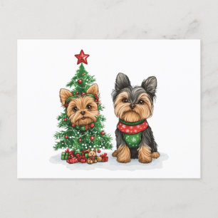 Cartes Pour Fêtes Annuelles Chiens de Noël Yorkie