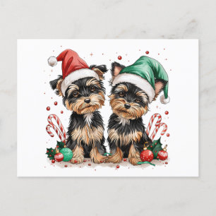 Cartes Pour Fêtes Annuelles Chiens de Noël Yorkshire Terrier