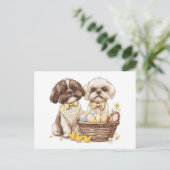 Cartes Pour Fêtes Annuelles Chiens de Pâques Chih Tzu (Debout devant)