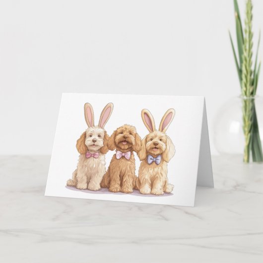 Cartes Pour Fêtes Annuelles Chiens de Pâques Goldendoodle (Devant)