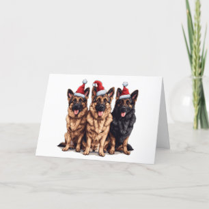Cartes Pour Fêtes Annuelles Chiens de Père Noël, berger allemand de Noël