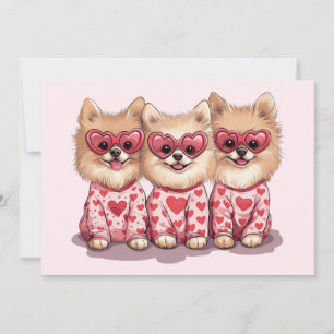 Cartes Pour Fêtes Annuelles Chiens de Poméranie de la Saint-Valentin