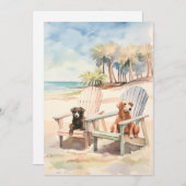 Cartes Pour Fêtes Annuelles Chiens de scène Pastel Beach en chaises Adirondack (Devant / Derrière)