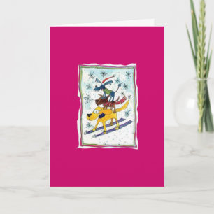 Cartes Pour Fêtes Annuelles Chiens de ski