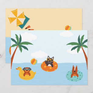 Cartes Pour Fêtes Annuelles Chiens d'été sur la plage