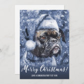 Cartes Pour Fêtes Annuelles Chiens en boîte bleue Noël (Devant / Derrière)