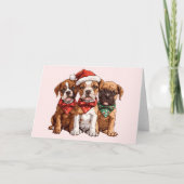 Cartes Pour Fêtes Annuelles Chiens en boîte de Noël (Devant)