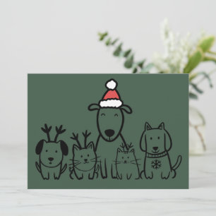 Cartes Pour Fêtes Annuelles Chiens et chats de Noël Renne Fêtes