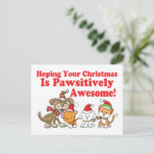 Cartes Pour Fêtes Annuelles Chiens et chats Noël à la mode (Debout devant)