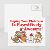 Cartes Pour Fêtes Annuelles Chiens et chats Noël à la mode (Devant / Derrière)
