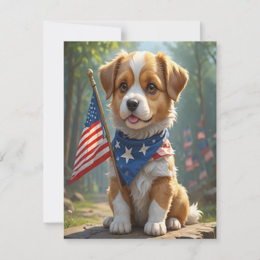 Cartes Pour Fêtes Annuelles Chiens mignons quatrième juillet (Devant)