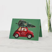 Cartes Pour Fêtes Annuelles Chiens rentrant chez eux avec un sapin de Noël rét (Devant)